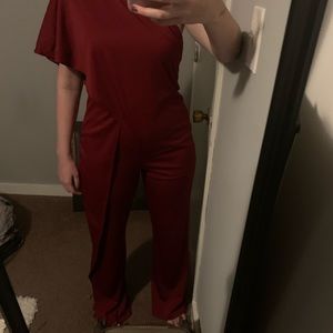Red One Shoulder Jumpsuit